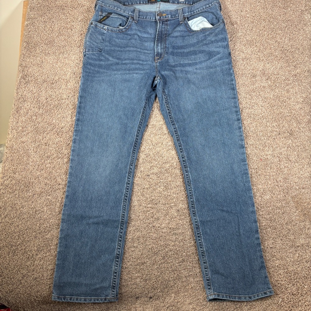 Ariat Rebar M7 Slim Straight Leg Mens Jeans 42x36 Blue Medium Wash Denim